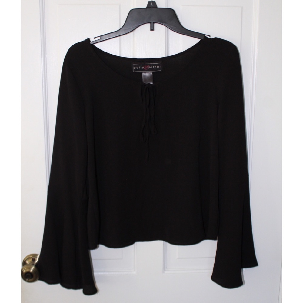 Black Bell-Sleeved Shirt
